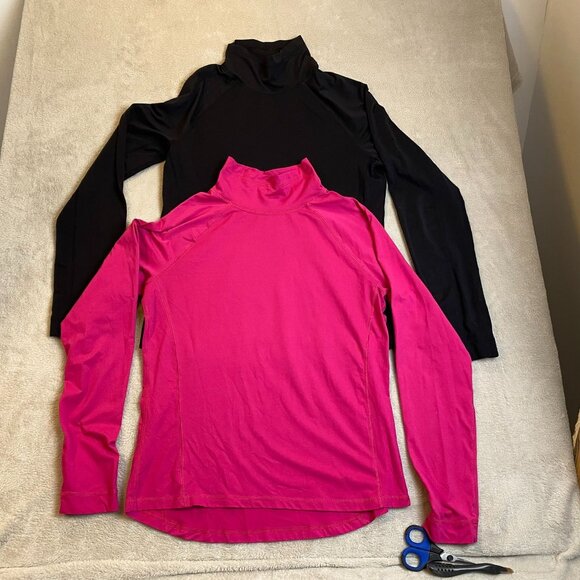 Tek Gear Women's Mock Neck Tops XL Lot of Two  Long-Sleeve Pink & Black - Picture 6 of 6